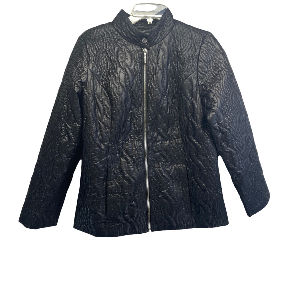 Isaac Mizrahi jacket S women's quilted black full zip lightweig…